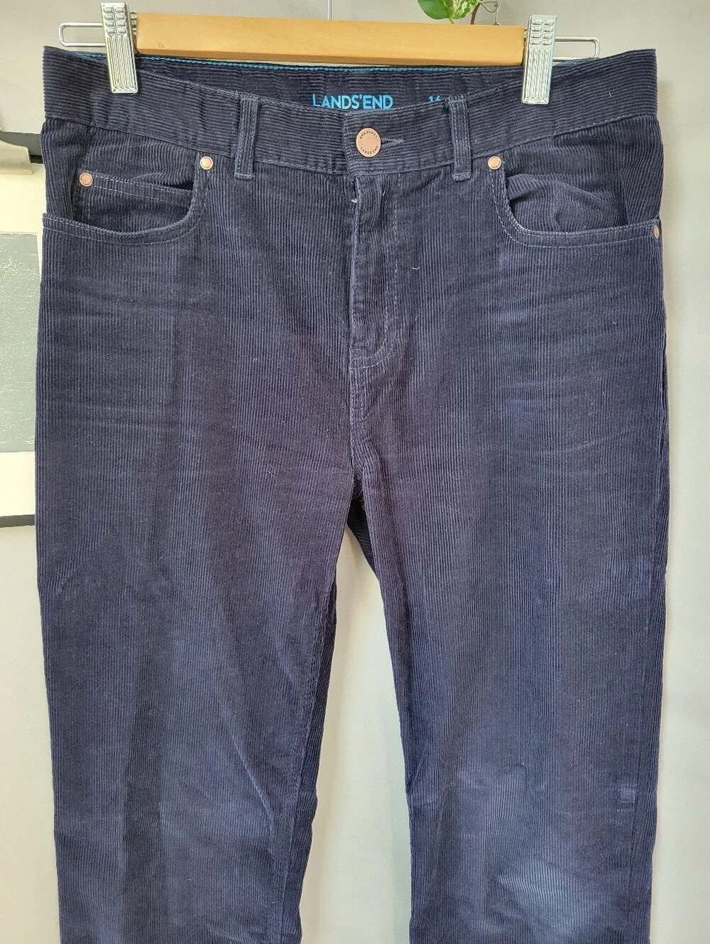 Lands' End Boys Cord 5 Pocket Pants Navy Blue 16